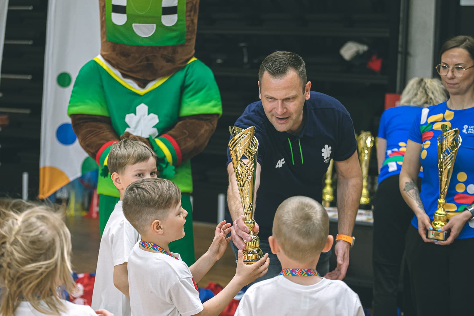Darželinukams motyvacijos sportuoti įkvėpti atvykęs M. Bilius: „Jūs jau dabar esate čempionai“