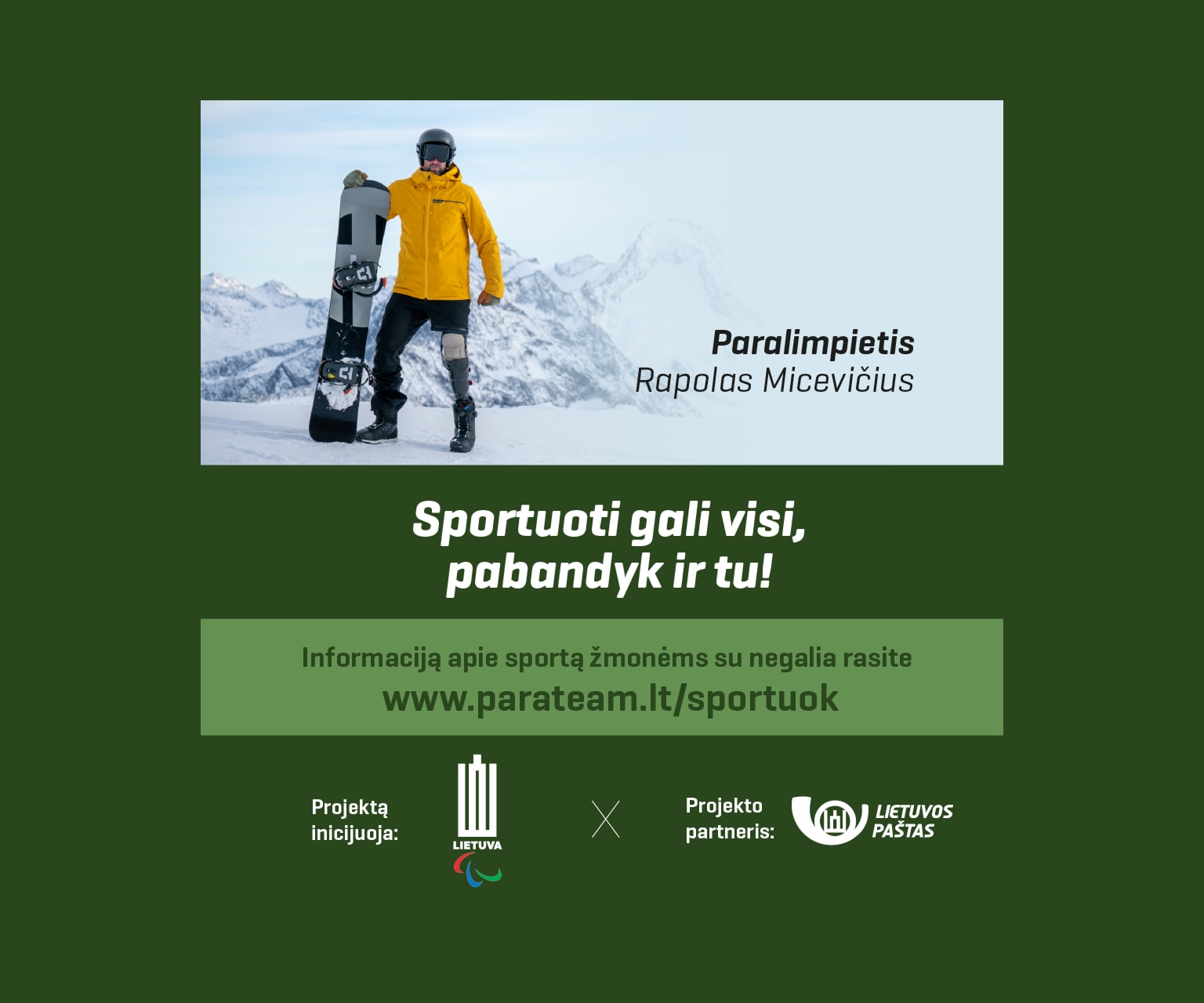 „Sportuoti gali visi. Pabandyk ir tu“: Lietuvos paštas tampa Lietuvos paralimpinio komiteto partneriu
