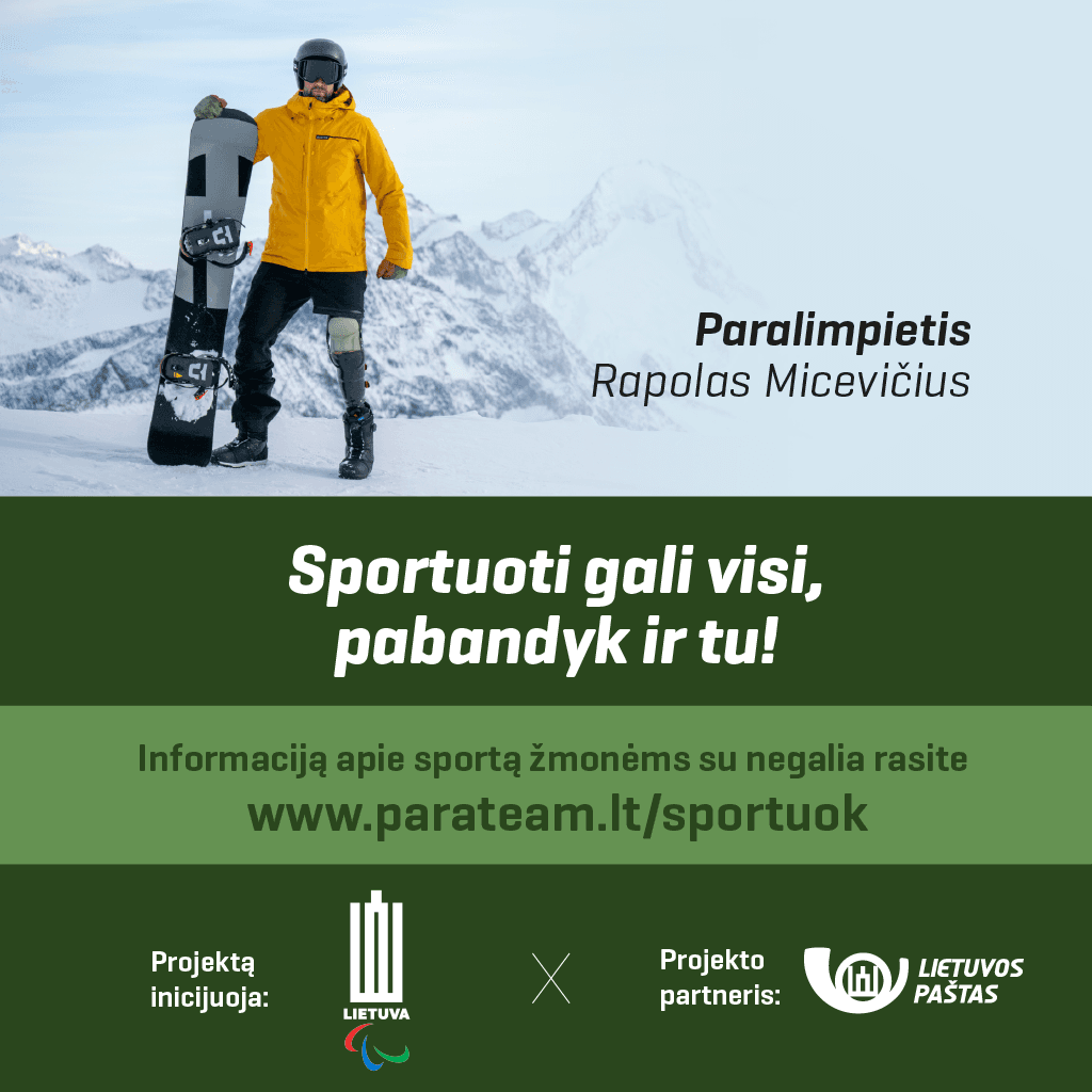 „Sportuoti gali visi. Pabandyk ir tu“: Lietuvos paštas tampa Lietuvos paralimpinio komiteto partneriu